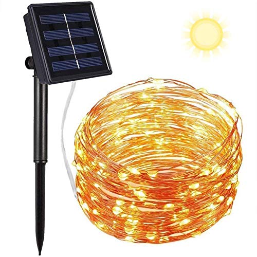 Guirnaldas Luces Exterior Solar, Cadena de Luces, Luces Led Solares Exteriores Jardin 10m 100 LED 8 Modos Cadena de Luces Decoracion para Navidad, Terraza, Fiestas, Bodas, Patio, Jardines, Festivales