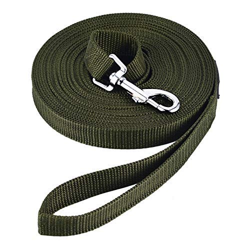 HAPPY HACHI Correa de Adiestramiento para Perros Larga Correas Nylon Resistente para Camping Paseo Longitud 20m Verde