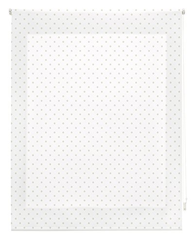 HappyStor Motas Estor Enrollable Estampado Digital Fantasia Tejido Traslúcido Blanco-Beige Medida Total Estor:145x250 (**Solo Ancho Tela:141-142cm.**)