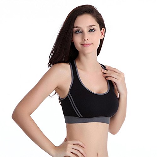 HARRYSTORE 2017 Nuevas Mujeres Acolchadas Bra Top Athletic Vest Gimnasio Fitness Deportes Yoga Stretch (Negro, M)