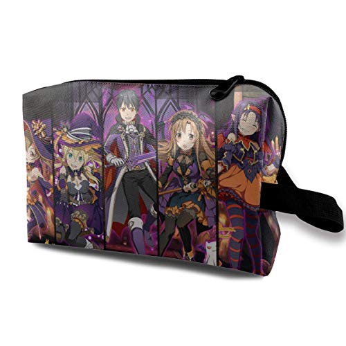 Hdadwy Anime Sword Art Online Bolsa de cosméticos de Halloween para Mujeres Bolsas de Maquillaje de Gran Capacidad Bolsa de Aseo de Viaje Accesorios Organizador