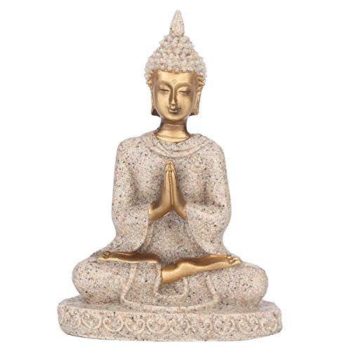 HERCHR Decoración de Buda, estatuilla de Buda, estatuas de Mano, meditación sentada, Piedra Arenisca, Tallado de Escritorio, estatuilla, decoración, Regalo(A)