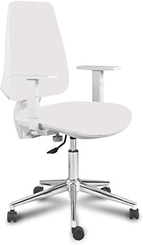 Herso - Silla Operativa de Oficina ergonómica con Contacto Permanente. Apoyabrazos Ajustables. Regulación del Asiento, de la Altura, con Inclinación del Respaldo y Bloqueo de posición. Color Blanco