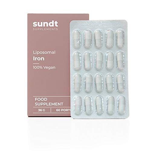 Hierro liposomal en cápsulas - 60 cápsulas - 60 aplicaciones - Sin OGM - Hecho en la UE - Sundt Nutrition® Suplemento alimenticio