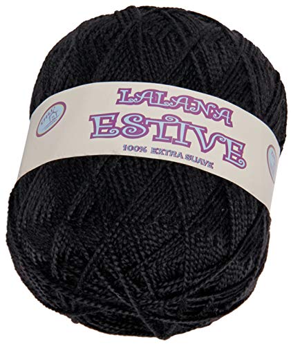 Hilo de Lana acrilica para Tejer Crochet Ganchillo o Punto Torrijo ESTIVE 100g, Ovillo de Lana Super Suave para Tejer | 1 unidad, COLOR 2219-NEGRO