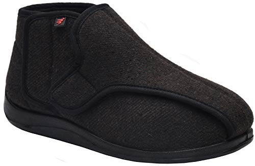 Hombres Mujer X-Ancho Ajustable Zapatos Turgente Pies Pantufla, Anciano Velcro Cómodo Botas, Diabético Obesidad Zapatillas 36-51 (E/Marrón (Otoño/Invierno), 37/US 7.5 Mujer/UK 4)