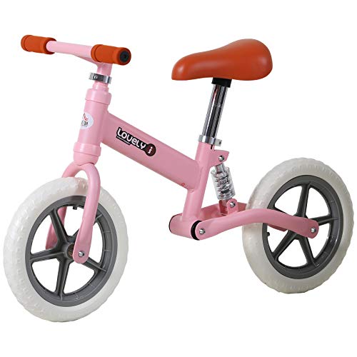 HOMCOM Bicicleta Sin Pedales para Niños Mayores de 2 Años Bicicleta Entrenamiento Equilibrio con Sillín Regulable Acolchado Rueda Antideslizante Carga 25 kg 85x36x54 cm Color Rosa