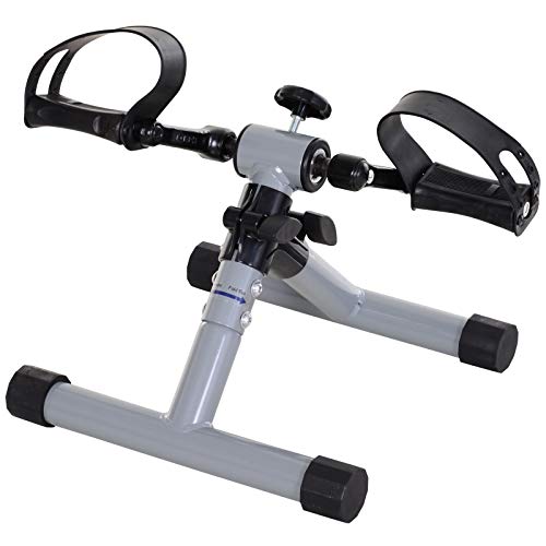 HOMCOM Mini Bicicleta Estática Pedaleador de Ejercicio Plegable con Resistencia Ajustable para Entrenamiento de Piernas y Brazos 33x34x32 cm Plateado