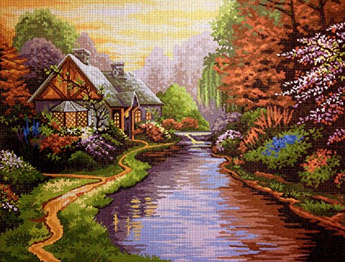 hudema's Kit para Bordar Cañamazo Estampado para Medio Punto Atardecer T. Kinkade 40x30 Cod.255