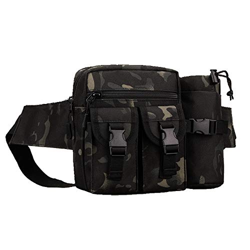 Huntvp Bolso de Cintura Bolsa de Riñonera Mochila de Bandolera Estilo Militar Táctical Molle Bolsa de Múltiple Función Impermeable para Aire Libre Correr Senderismo Ciclismo Camping (Camuflaje)