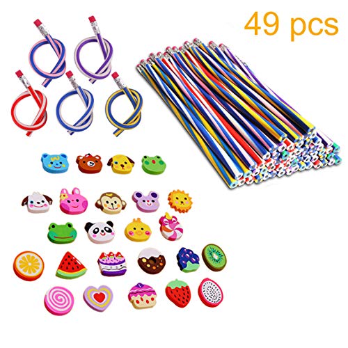 InnoBase Lapiz Lapices Flexible Emoji Emoticon Gomas de Borrar Divertidas Borradores Bendy Mágicos Juguete Soft Pencil Fiesta de Cumpleaños Infantiles Niños Año Nuevo Navidad Regalo DIY