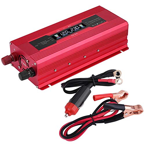 Inversor de corriente para automóvil, 1000W DC 12V a CA 220V / 110V Potencia máxima 2000W Inversor de corriente para automóvil Convertidor USB dual(estándar europeo)