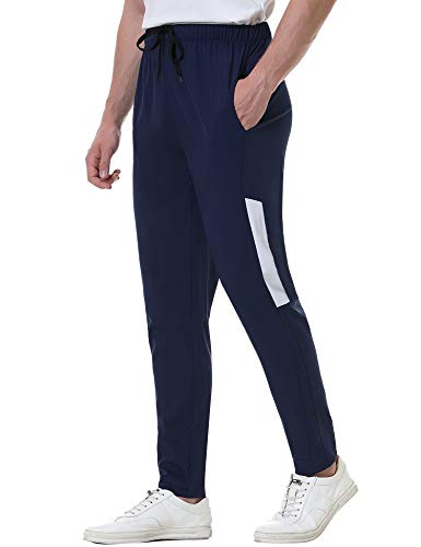 Irevial Pantalones Hombre Largos,Cintura Alta Elasticos Pantalones con Bolsillos,Jogging Deporte Pants para Fitness,Boxeo,Entrenamiento