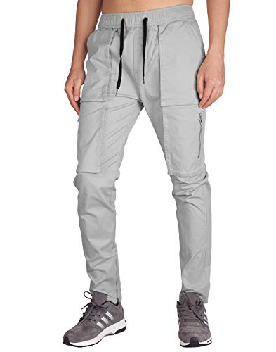 ITALY MORN Cargo Jogger Pantalones de Trabajo de Hombre Slim Tapered S Gris Claro