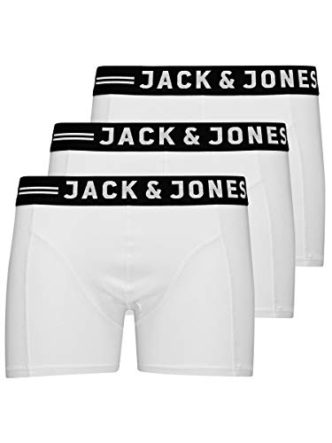 JACK & JONES SENSE TRUNKS 3-PACK Bóxer, Blanco, X-Large (Pack de 3) para Hombre