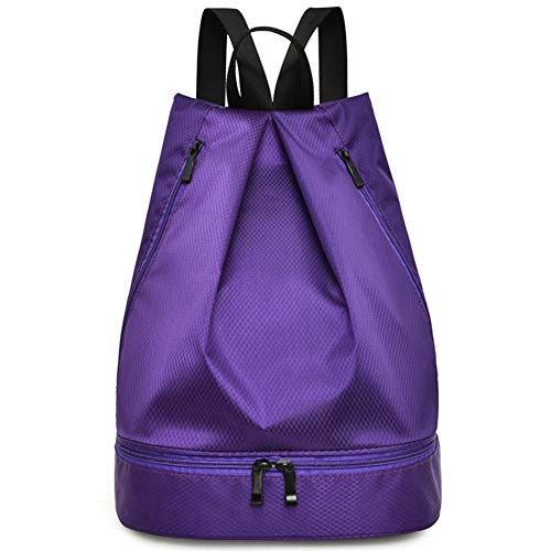 JANSBEN Bolsa de deporte con cremallera, impermeable, unisex, para deportes al aire libre y viajes, color lila