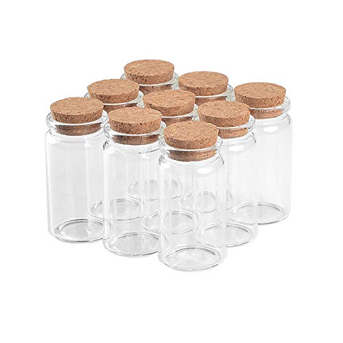 Jarvials - 12 frascos de cristal transparente con tapón de corcho, capacidad 50 ml, diámetro exterior 37 mm (12, 50 ml)