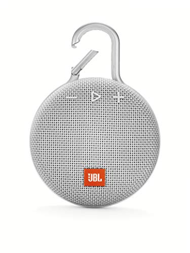 JBL Clip 3 - Altavoz inalámbrico portátil con Bluetooth, parlante resistente al agua (IPX7), hasta 10h de música continua, blanco
