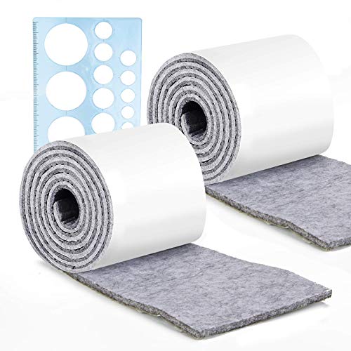 JIPRENS 2 rollos de fieltro autoadhesivos, cinta de fieltro gris fuerte (100 cm x 10 cm x 5 mm) para sillas, muebles, corte usted libre en cualquier forma