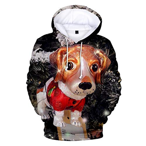 JlLianT Hombre Sudaderas con Capucha Divertida Hoodie con Mangas Largas Unisex Streetwear Sudadera Deportiva con Cordón Navidad