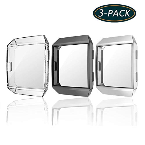 Jvchengxi para Fitbit Ionic Case, TPU Protector de Pantalla All-Around Funda Protectora High Definition Clear Funda Ultrafina para Fitbit Ionic Smart Fitness Watch (3 Pack)