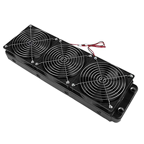 Kafuty-1 Radiador de aluminio de 120 mm/360 mm - 18 tubos de baja potencia radiador eléctrico con 2 ventiladores de pines DC12 V compacto ventilador de radiador para PC refrigeración por agua (360 mm)