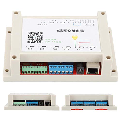 Kafuty Módulo de relé Ethernet de 8 Canales Interruptor de Red Voltaje de Entrada de 9-24 V con luz indicadora de Encendido con protección de conexión inversa, etc.