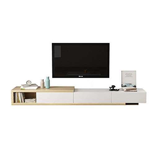 Kanqingqing Mesas para TV Unidad de gabinete de la TV TV Soporte de Almacenamiento cajones Consola for Sala de Estar Habitación Hotel (Color : Blanco, tamaño : 230-290x33x40cm)