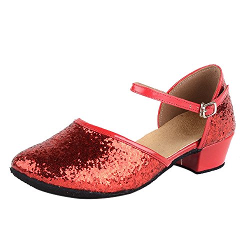 KINDOYO Niñas Zapatos de Baile de Fondo Suave de Verano de Gama Alta Zapatos de Baile Latino, 33/Roja