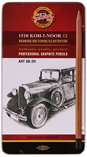 Koh-I-Noor - Juego de lápices (grafito, durezas 8B, 7B, 6B, 5B, 4B, 3B, 2B, B, HB, F, H y 2H)