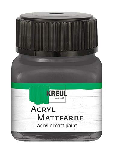 Kreul Pintura acrílica mate, cremosa y de secado rápido, a base de agua, adecuada para muchas superficies diferentes, en cristal de 20 ml, color gris grafito