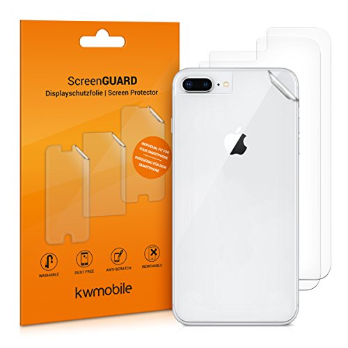 kwmobile Juego de 3X lámina Compatible con Apple iPhone 7 Plus / 8 Plus - Película Adhesiva Protectora Transparente para el Cristal Trasero