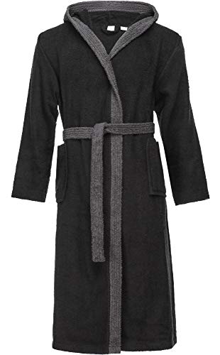 Ladeheid Albornoz de Baño 100% Algodón Ropa de Casa Hombre LA40-190 (Negro-30/Gris Oscuro-12, M)