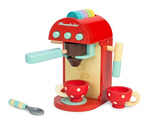 Le Toy Van - Cafetera de madera | Máquina automática para hacer café espresso | Juego simbólico de imaginación - Accesorio para cocinitas Honeybake | A partir de +3 años