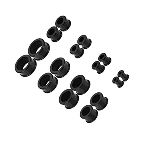 LEEQ 16 Piezas Expansores de Oreja de Túnel de Carne de Silicona Expansores de Piercing de Cuerpo de Enchufe, Negro