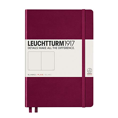 LEUCHTTURM1917 359697 Libreta de notas Medium (A5) tapas duras, 251 páginas numeradas, port red, lisa