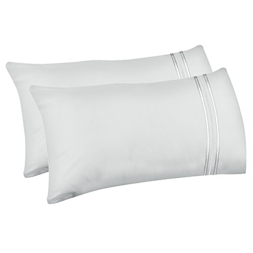 Lirex 2-Pack Fundas de Almohada, Tamaño 50 cm x 101 cm Fundas de Almohada de Microfibra Suave Cepillada, Transpirables sin Arrugas y Lavables a Máquina (Blanco, King)