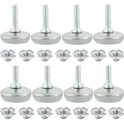 Liuer 20PCS Patas de Metal muebles regulables armario de cocina pies Tornillo de Ajuste Muebles Pies con Tuerca Prisionera Rosca M8 Pie Nivelador para Mueble(M8x20mm,M8x30mm)