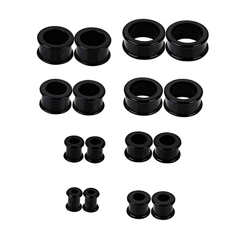 Liuxn 16 Piezas Expansores de Oreja de Túnel de Carne de Silicona Expansores de Piercing de Cuerpo de Enchufe, Negro