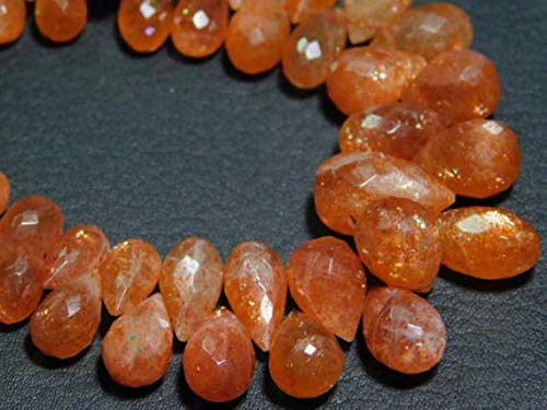 LKBEADS 129 quilates AA-Sunstone Gotas de lágrima facetadas - 20,32 cm de largo hebra - Medidas de las piedras- 7 x 4-12 x 9 mm Código HIGH-7771