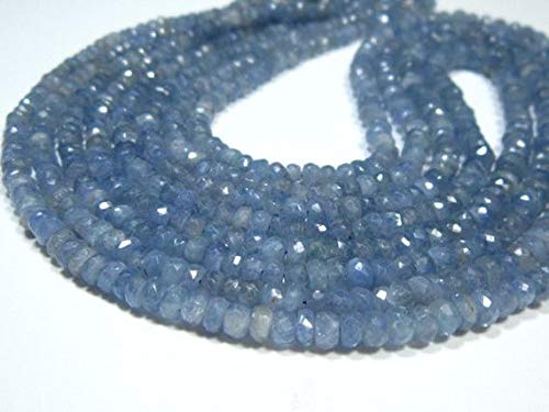 LKBEADS 302 quilates - Natural AA azul zafiro micro corte Rondelles - Total 66 pulgadas largo hebra -4 hebras de piedras-medida 3-5 mm