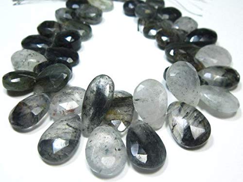 LKBEADS Briolette de 193 quilates de cuarzo de musgo facetado, de pera de 20,3 cm de largo, de 20,3 cm de largo, piedras medidas, 11 x 9-16 x 11 mm, código HIGH-9452