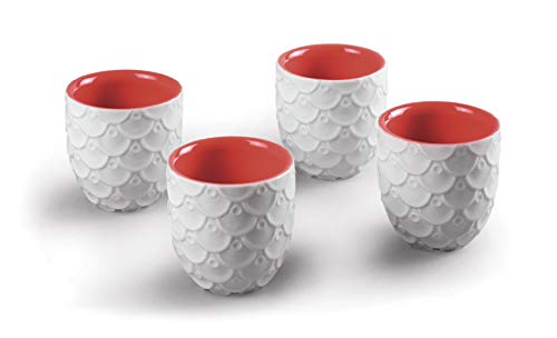 LLADRÓ Juego De Vasos De Sake Piel De Dragón Chino. Set De 4. Vaso De Sake de Porcelana.