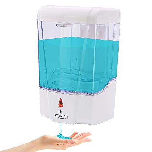 LncBoc Dispensador de jabón de manos sin contacto, 700 ml automático de pared con cerradura para cocina, baño, oficina, hospital, escuela, restaurante