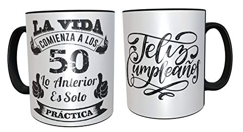 Los Eventos de la Tata. Taza de Desayuno, Regalo de 50 Cumpleaños