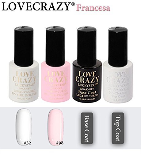 LOVECRAZY® Kit Francesa 4pcs, Esmaltes de Uña en Gel Semipermanente para Manicura y Pedicura