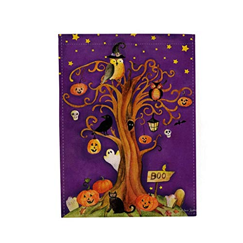 LQH Horrible Partido del indicador Jardín de Halloween Cubierta Doble Cara de impresión al Aire Libre de la Bandera del césped Hilados Decoración 47x32cm