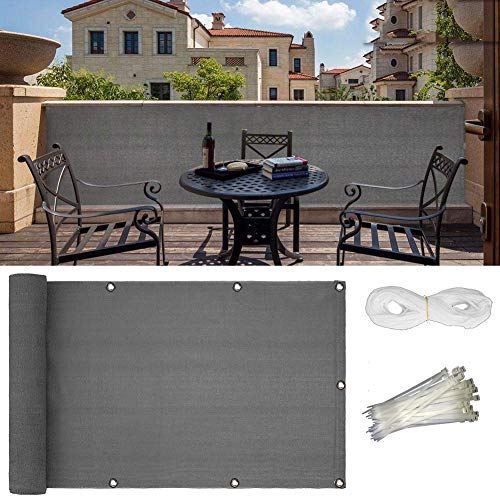 LSXIAO Pantalla De Privacidad Protege Tu Privacidad Embellecer El Balcón Anti-UV Ojal De Acero Inoxidable Cuerda Fija Protección De Terraza Exterior, 28 Medidas (Color : Gray, Size : 1x24m)