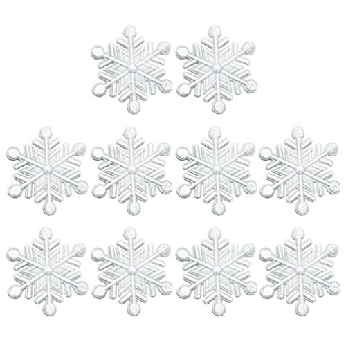 LUOEM 10 Piezas Parches de Copo de Nieve de Hierro en Navidad Parches Bordados Apliques para Manualidades Artesanales DIY Decoración Jeans Chaquetas Ropa Bolsas