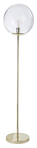 Lusiel Globus, lámpara de pie decorativa de metal y cristal, 40 W, color dorado y latón, diámetro 34 x altura 160 cm